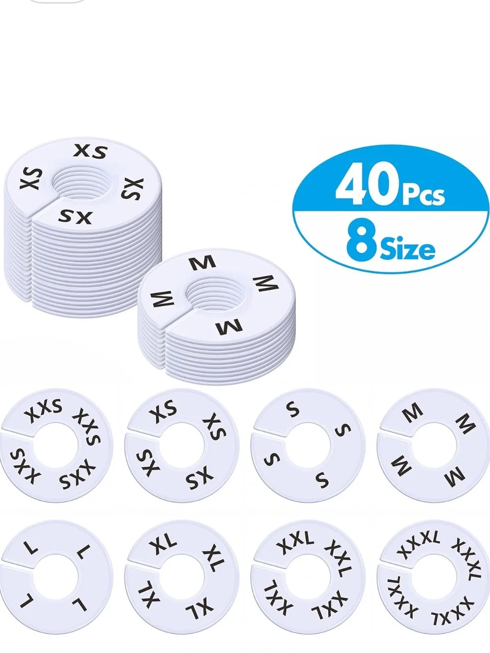 Generic White Garment Size Dividers - Pack of 40